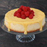 Cheesecake met lemon curd en frambozen